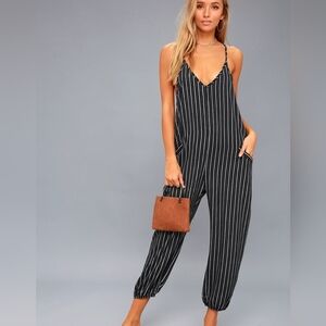 DRESS FORUM Racer back Midi Striped Jumpsuit Size S